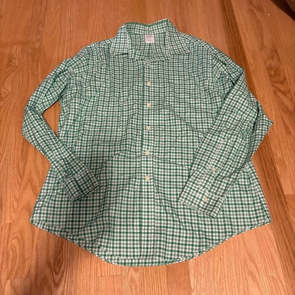 Brooks Brothers Slim Fit Green Checkered Men's Shirt XL Original Polo Shirt - Picture 2 of 5